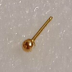 14K Yellow Gold Single Gold Ball Earring, No Back